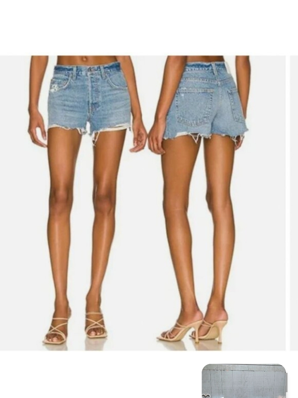 GRLFRND Helena Distressed Light Blue Denim Cutoff Shorts Size 26 G055